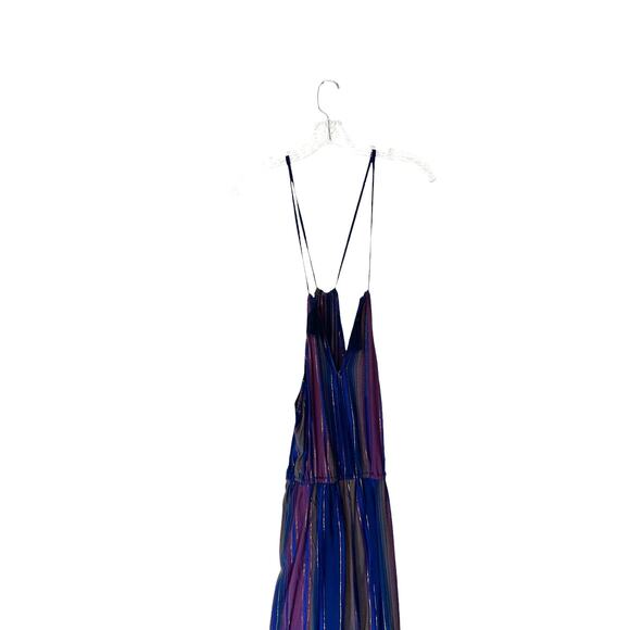 Cleobella Blue Gold Metallic Striped Lois Wide Leg Cropped Jumpsuit Size‎ 8 - Picture 8 of 14